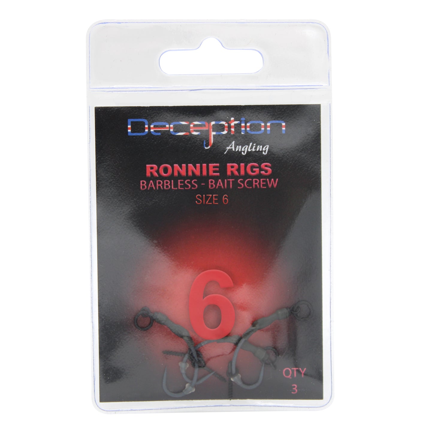 Ronnie Rig Barbless Fishing Hooks with Bait Screw Pack of 3